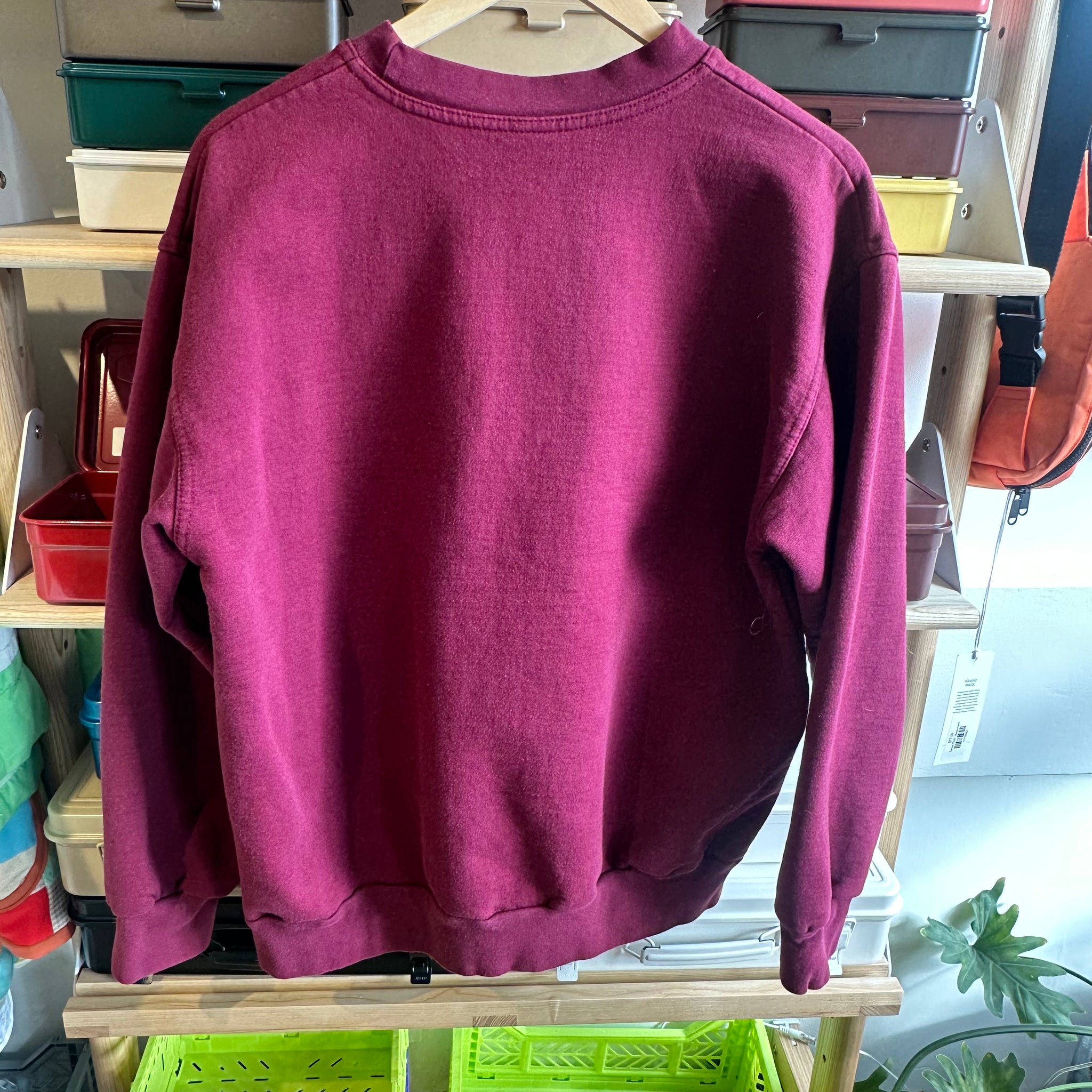 Burgundy Quilted Home Crewneck | M