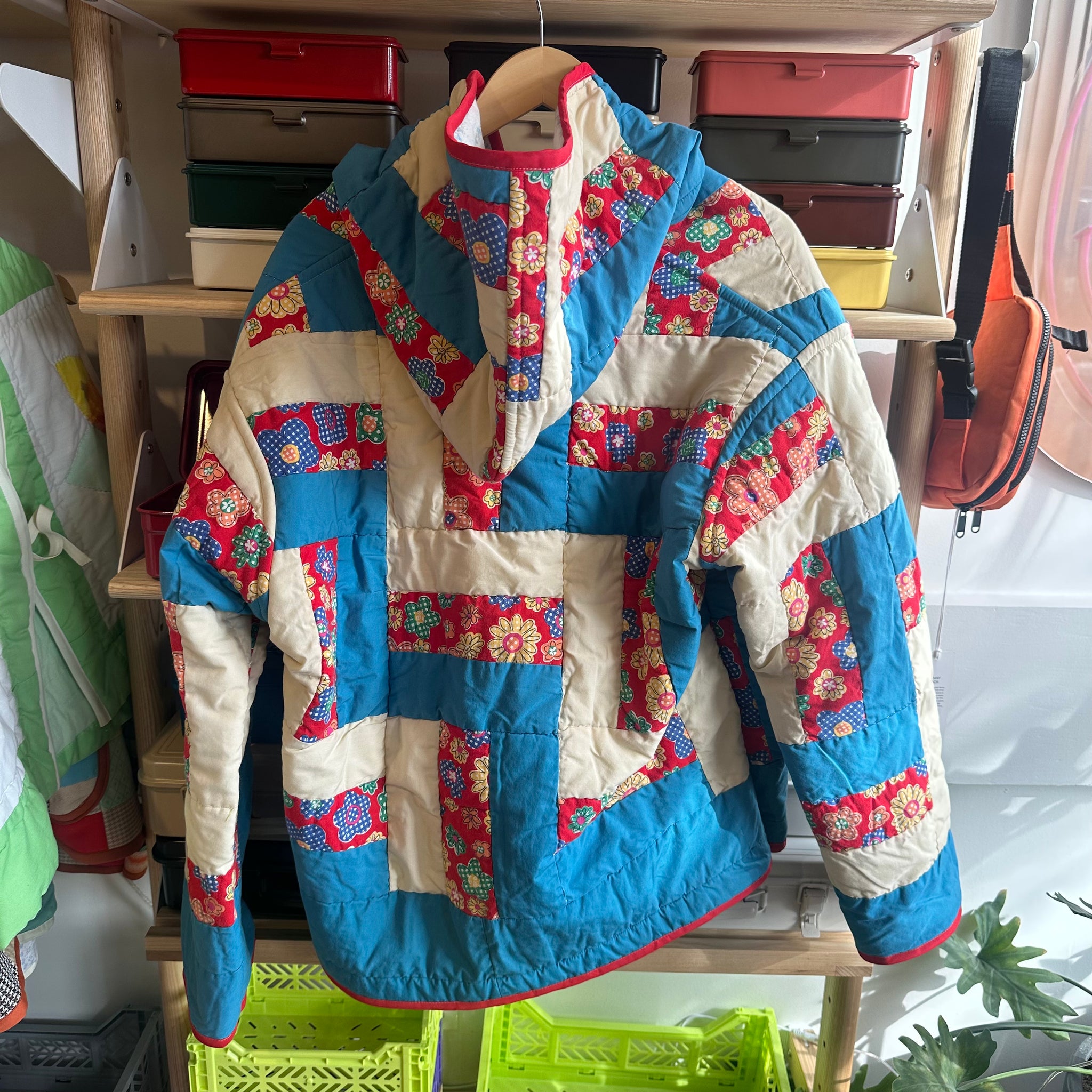 Blue and Red Quilted Jacket | M/L