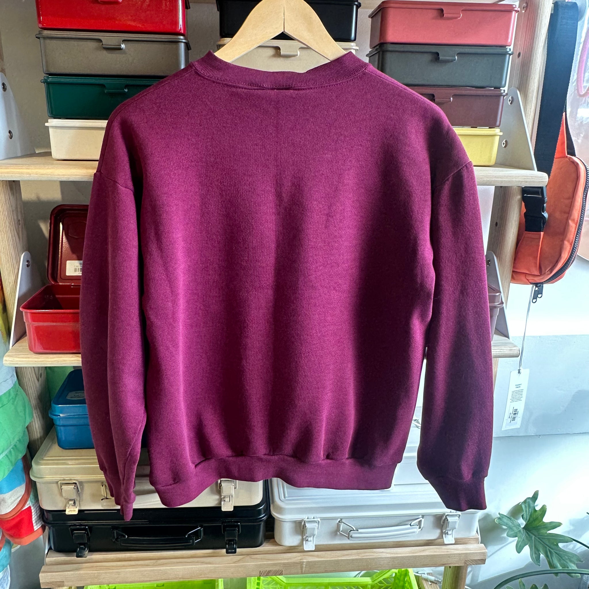 Burgundy Quilted Square Crewneck | S