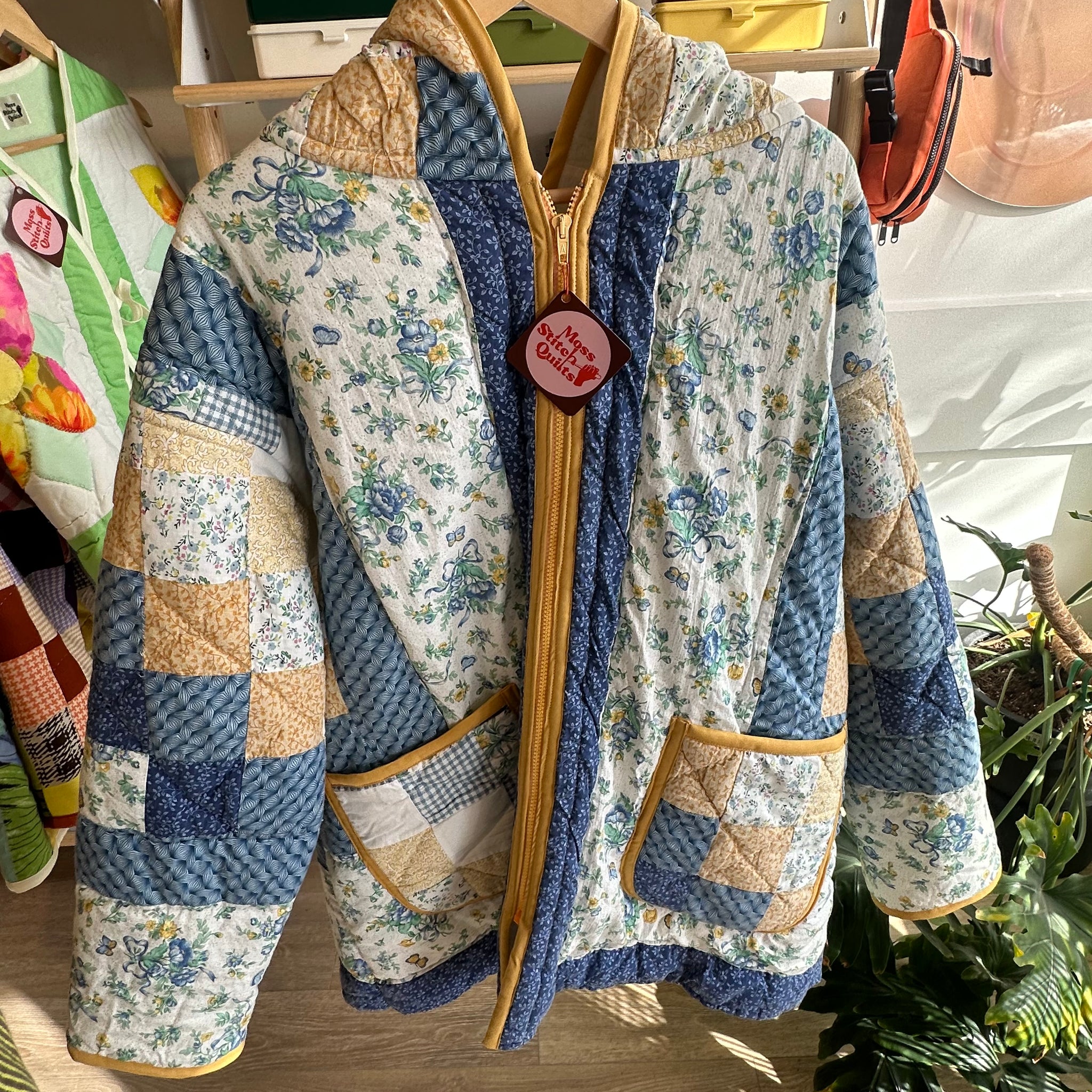 Blue and Yellow Quilted Jacket | 2X/3X