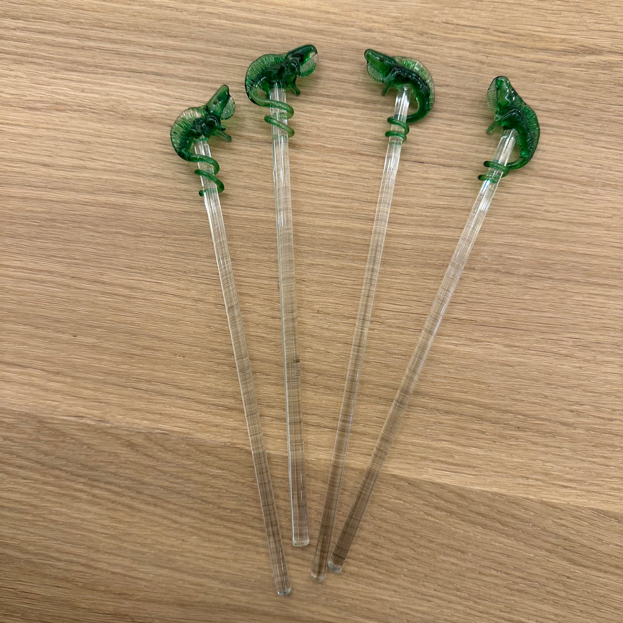 Handblown Gecko Cocktail Sticks | Set of 4