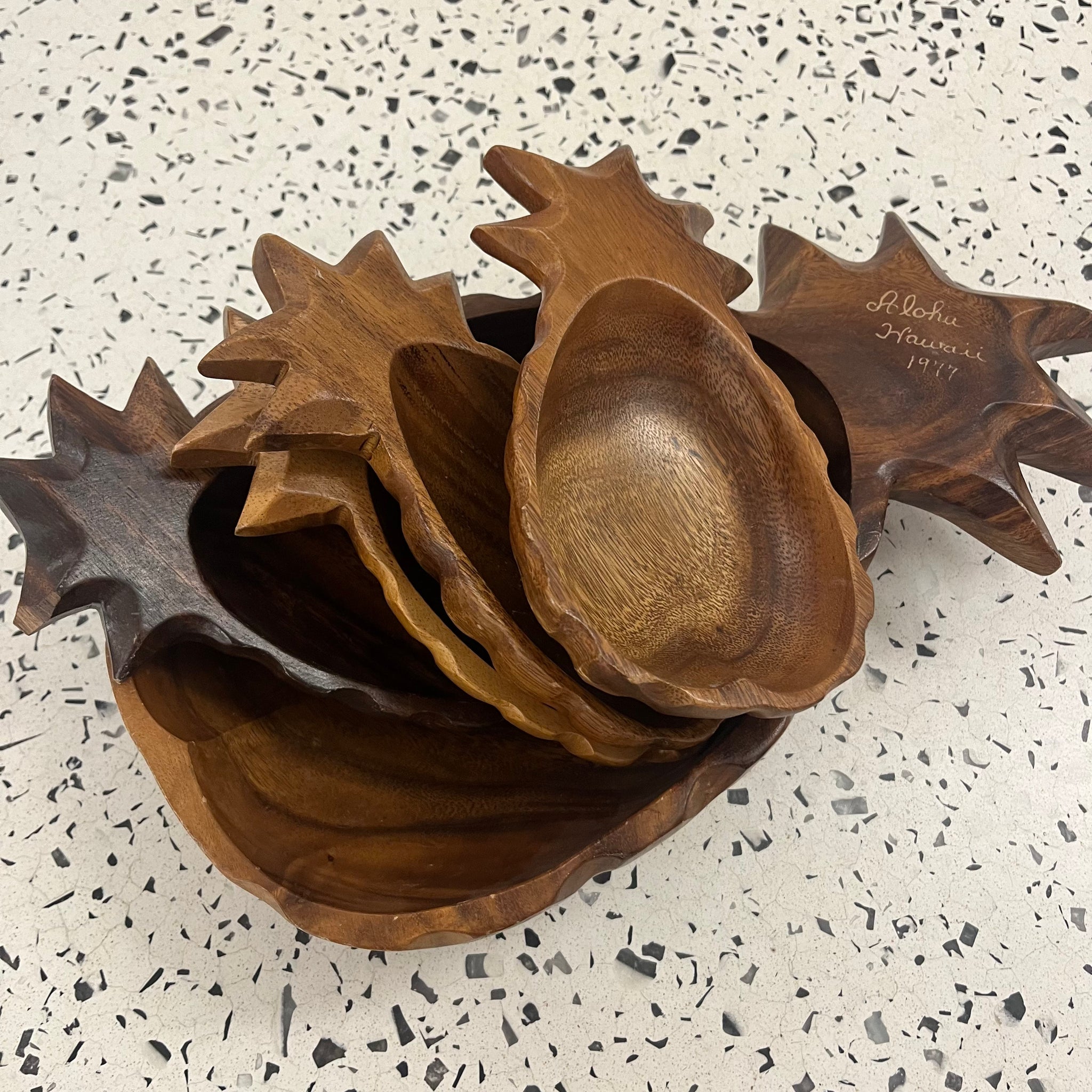 Wooden Pineapple Salad Bowls | Set of 5