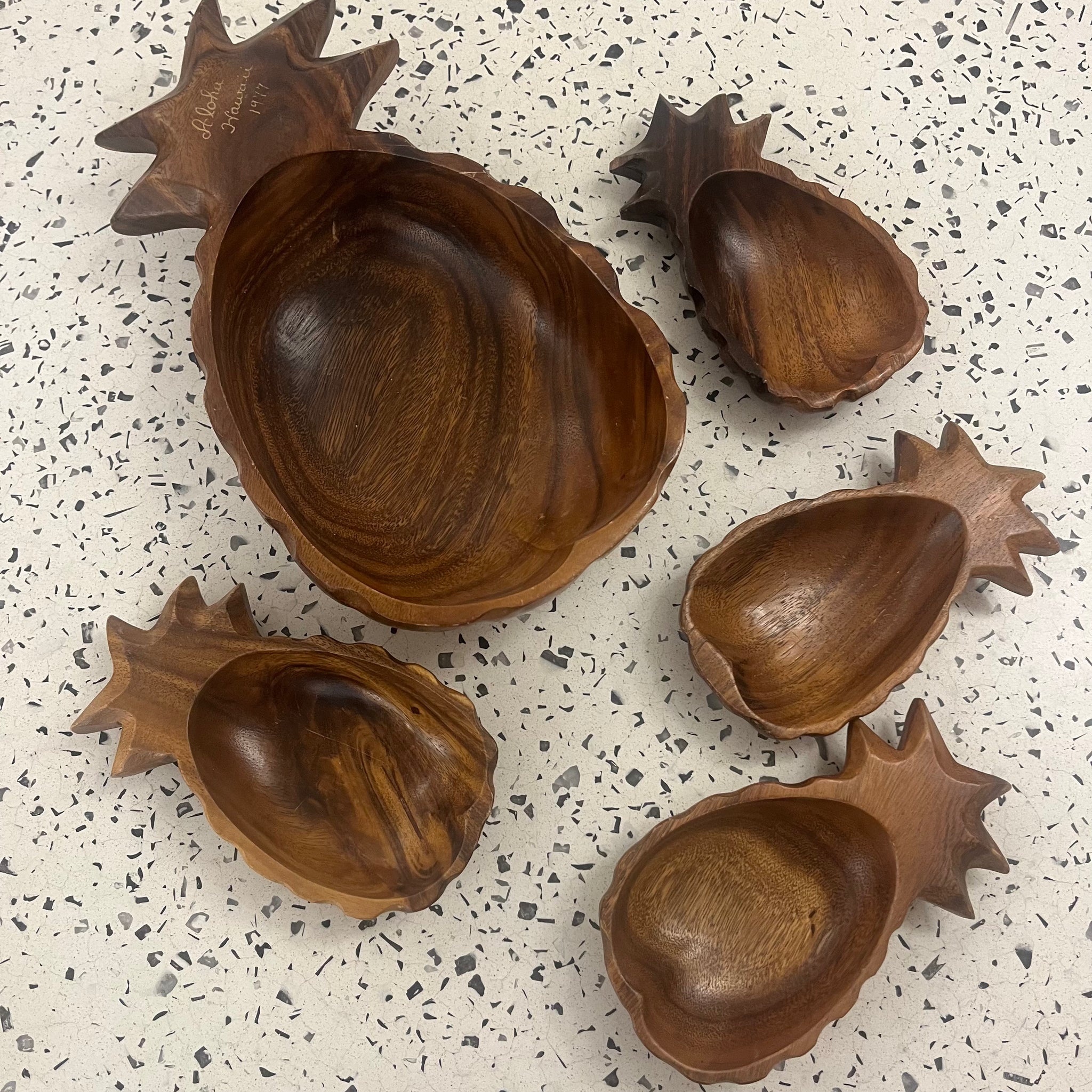 Wooden Pineapple Salad Bowls | Set of 5