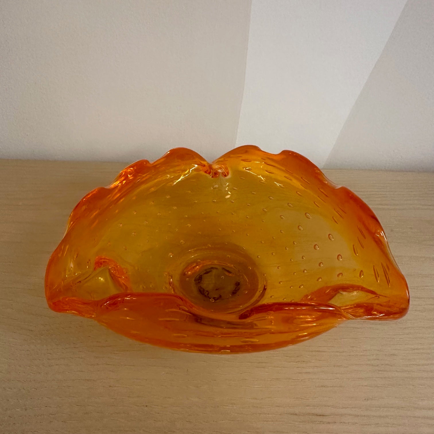 Orange Blown Glass Dish