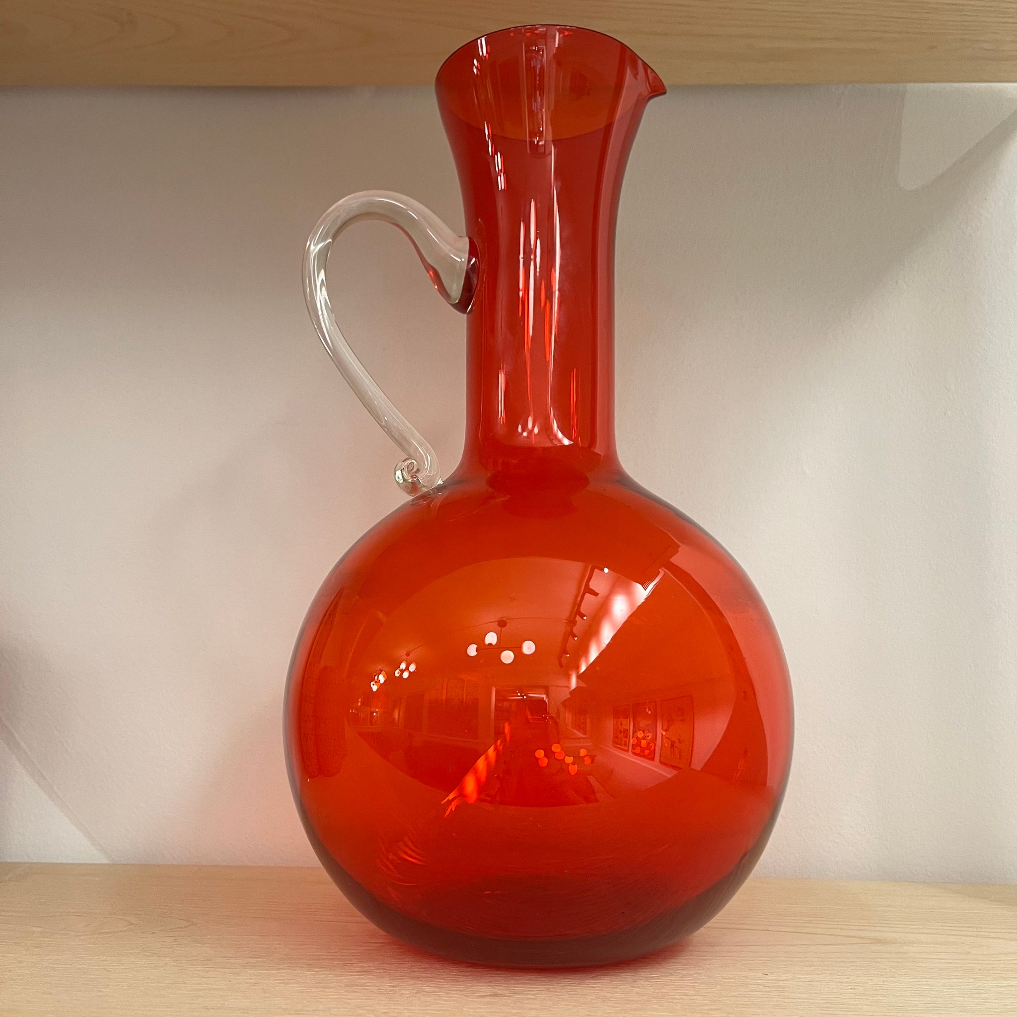 Italian Crimson Round Glass Pitcher