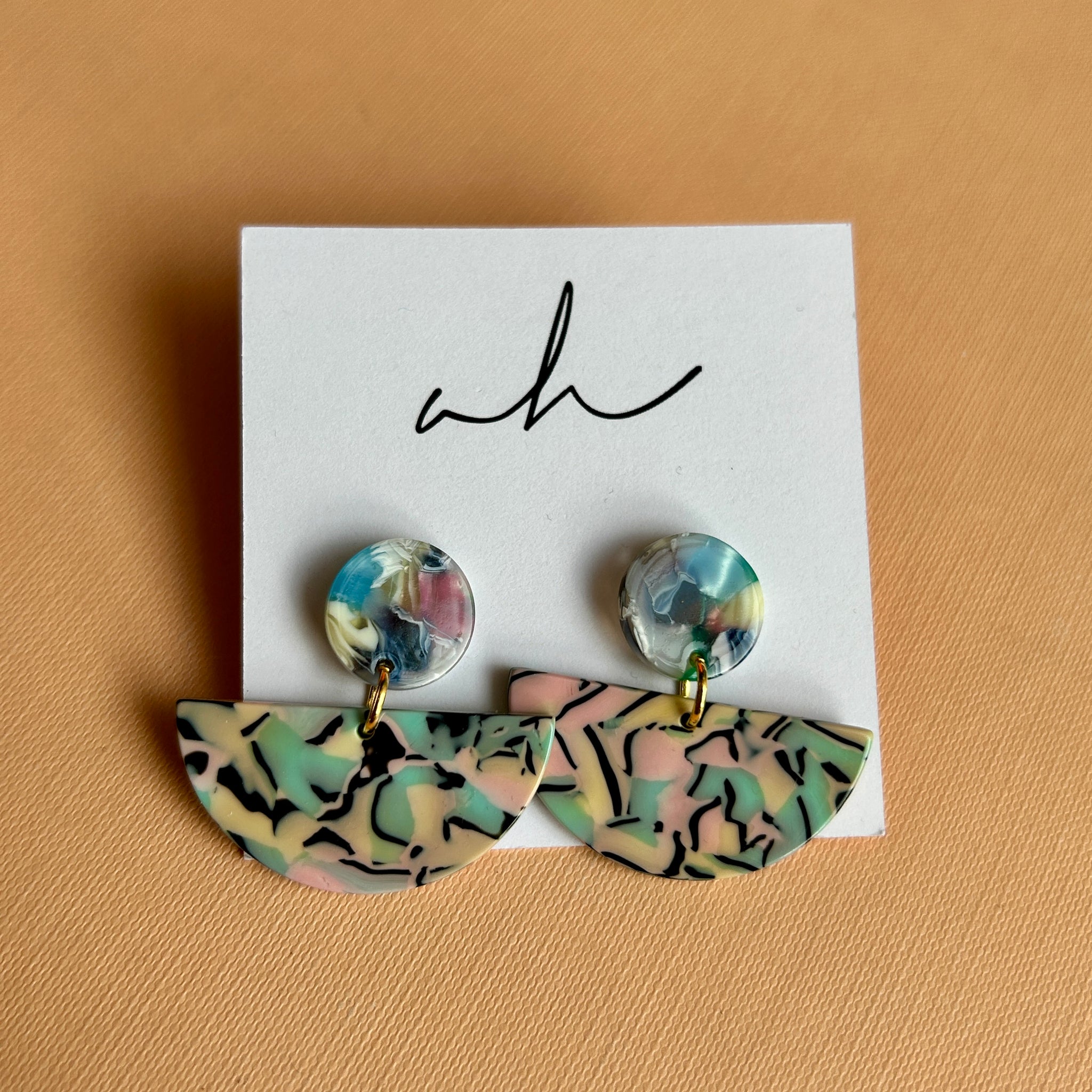 80's Pastel Half Moon Earrings | AH Designs