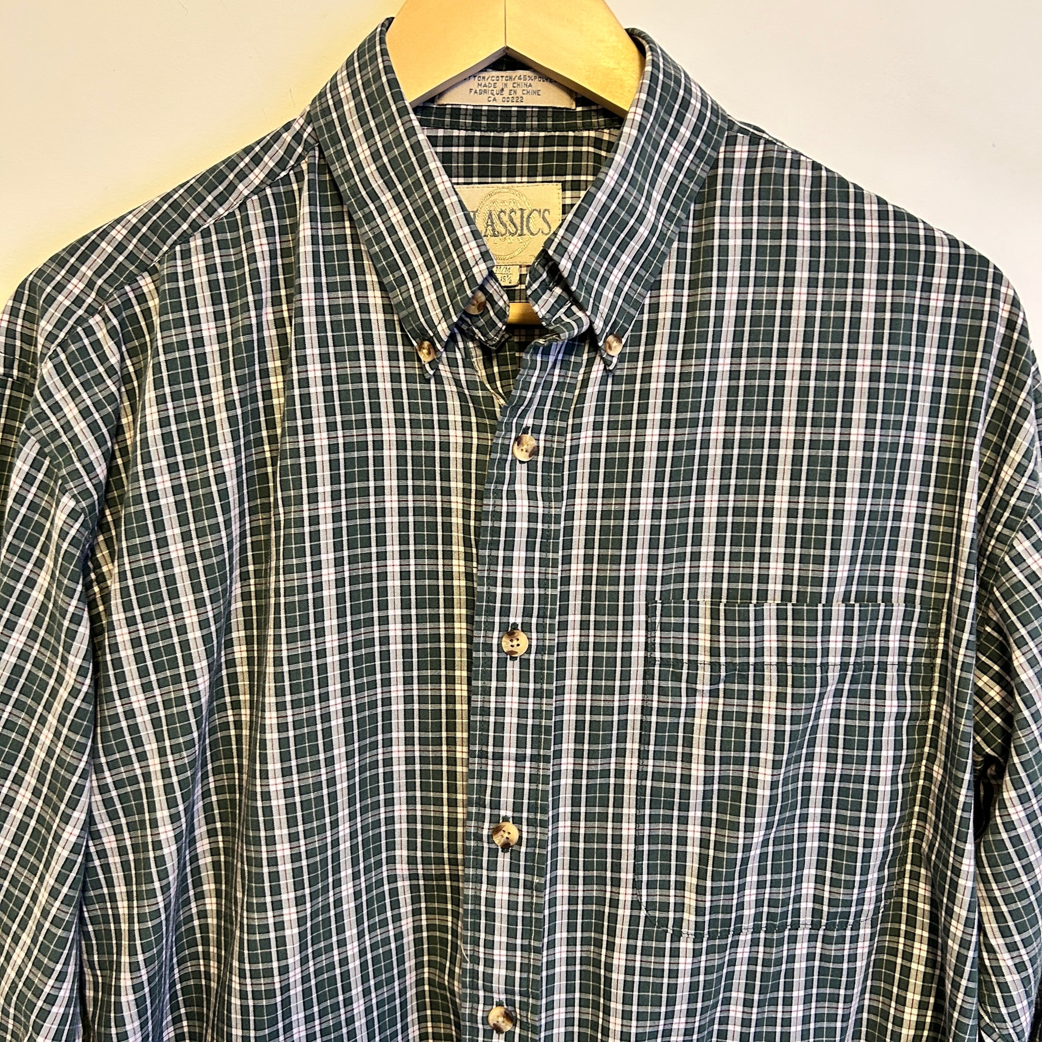 Green Plaid Button Up | L