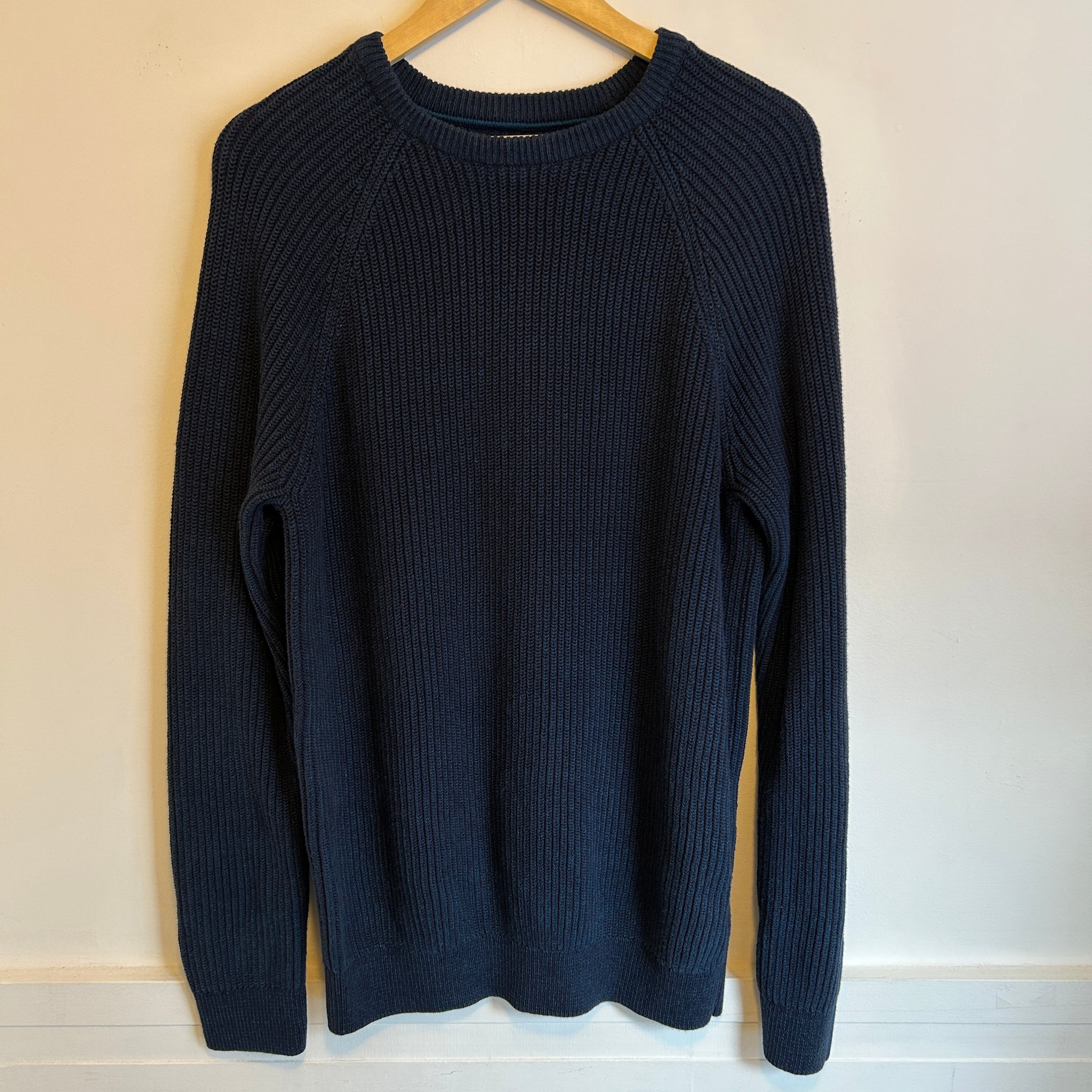 Navy Cord Knit Sweater | L