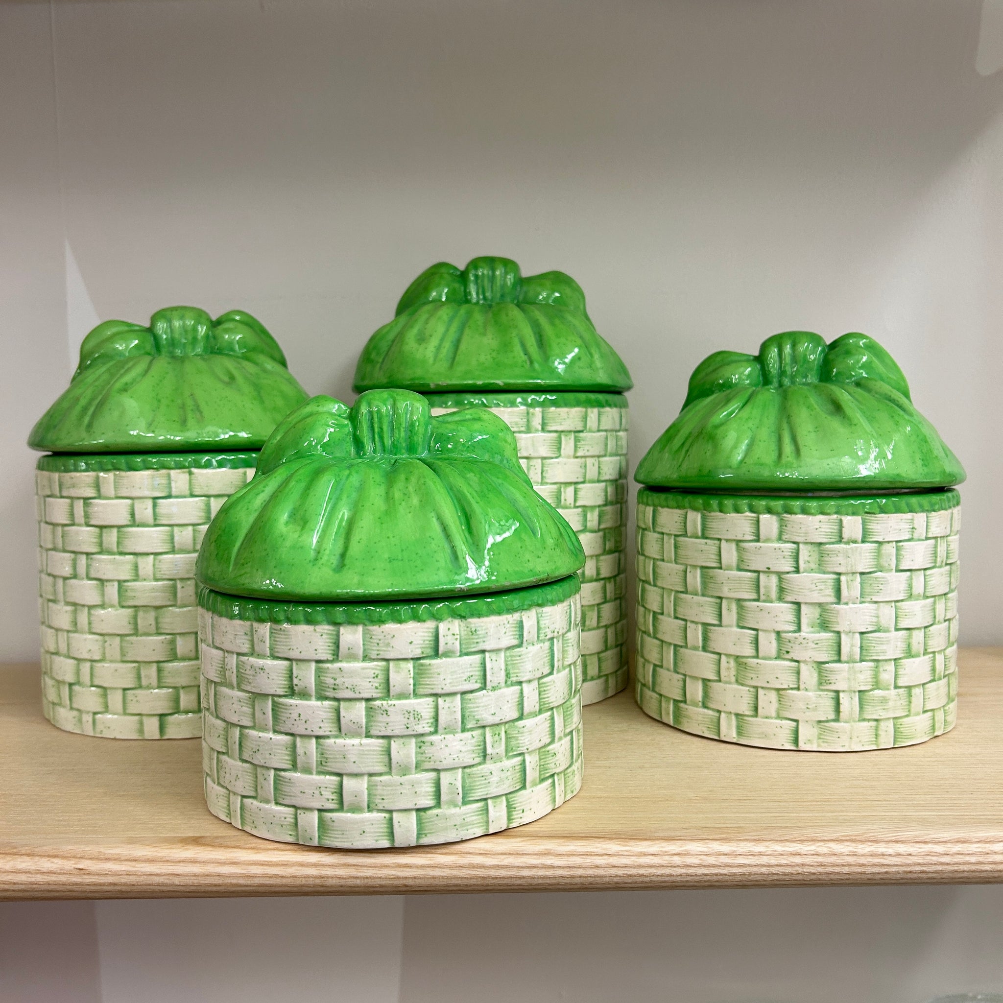 Green "Basket" Ceramic Jars