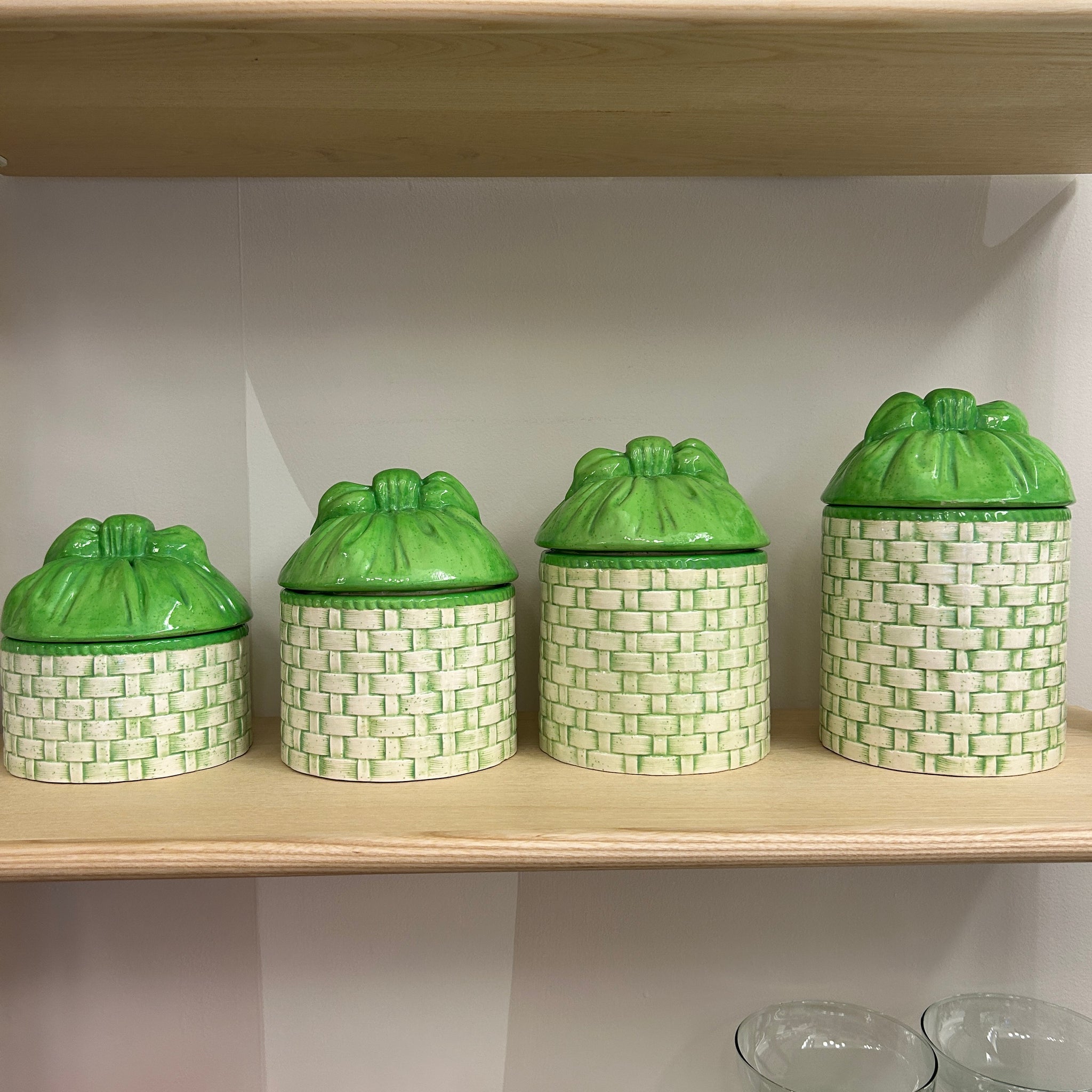 Green "Basket" Ceramic Jars