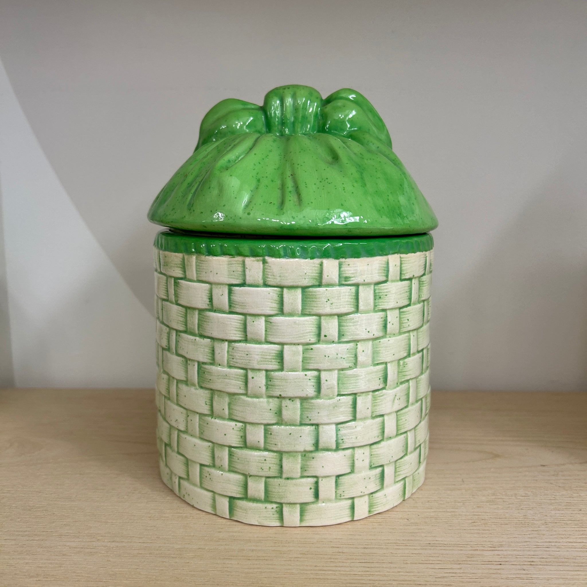 Green "Basket" Ceramic Jars