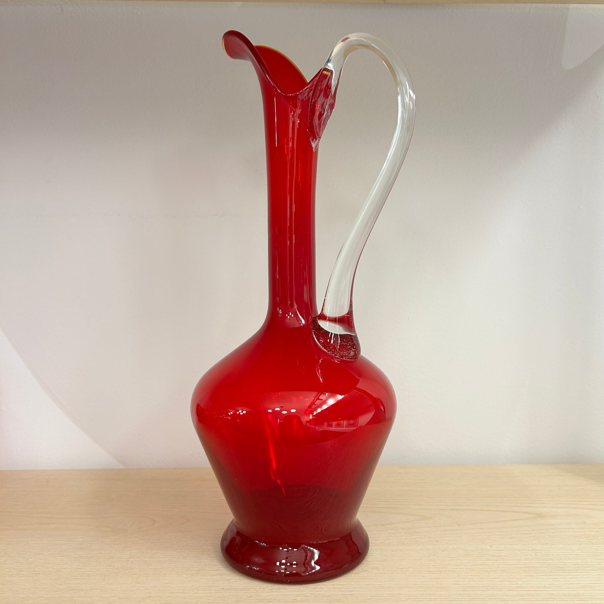 Hand Blown Murano Ruby Glass & Pitcher Set | Set of 7