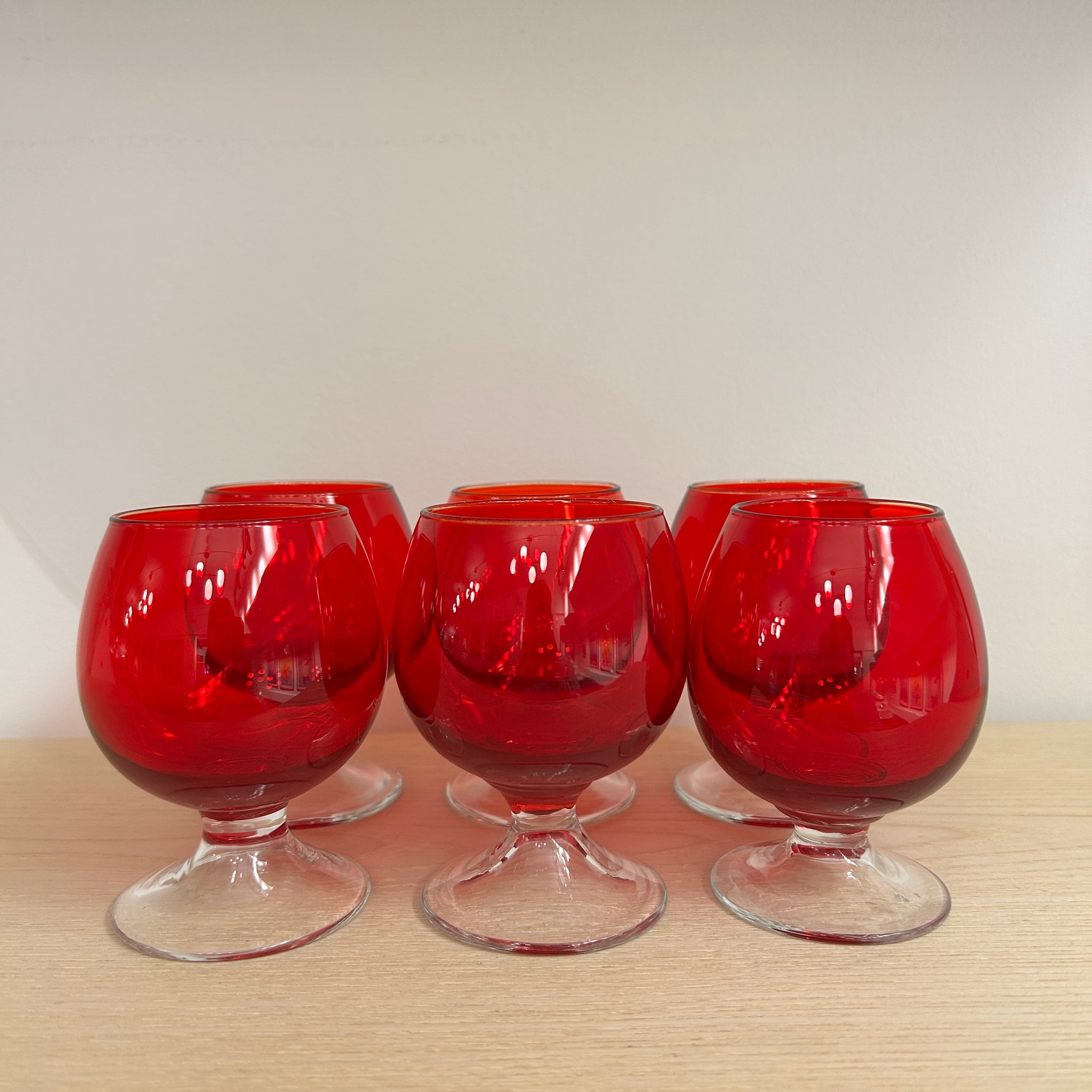 Hand Blown Murano Ruby Glass & Pitcher Set | Set of 7