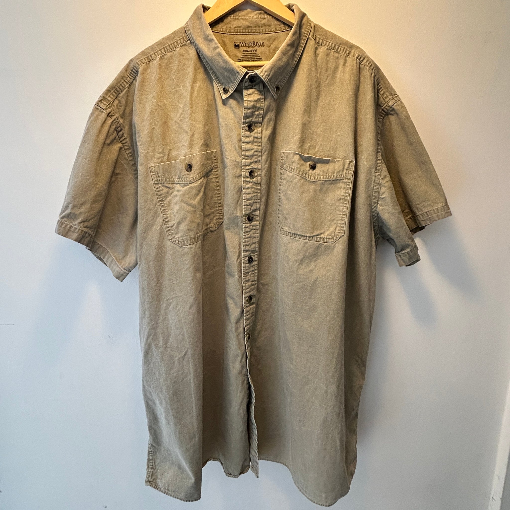 Washed Beige Button Up | 5XL