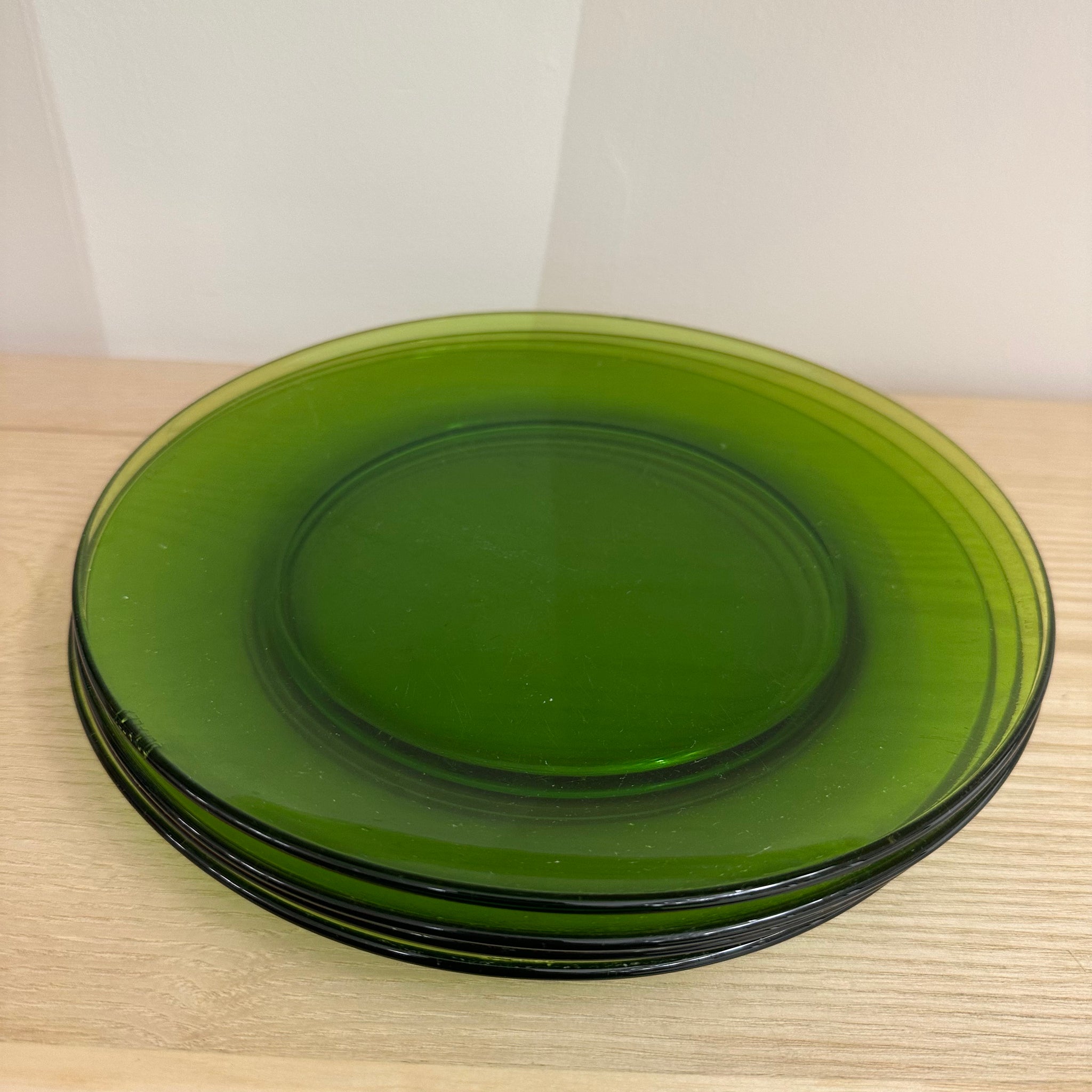 Green Glass Plates (set of 4)