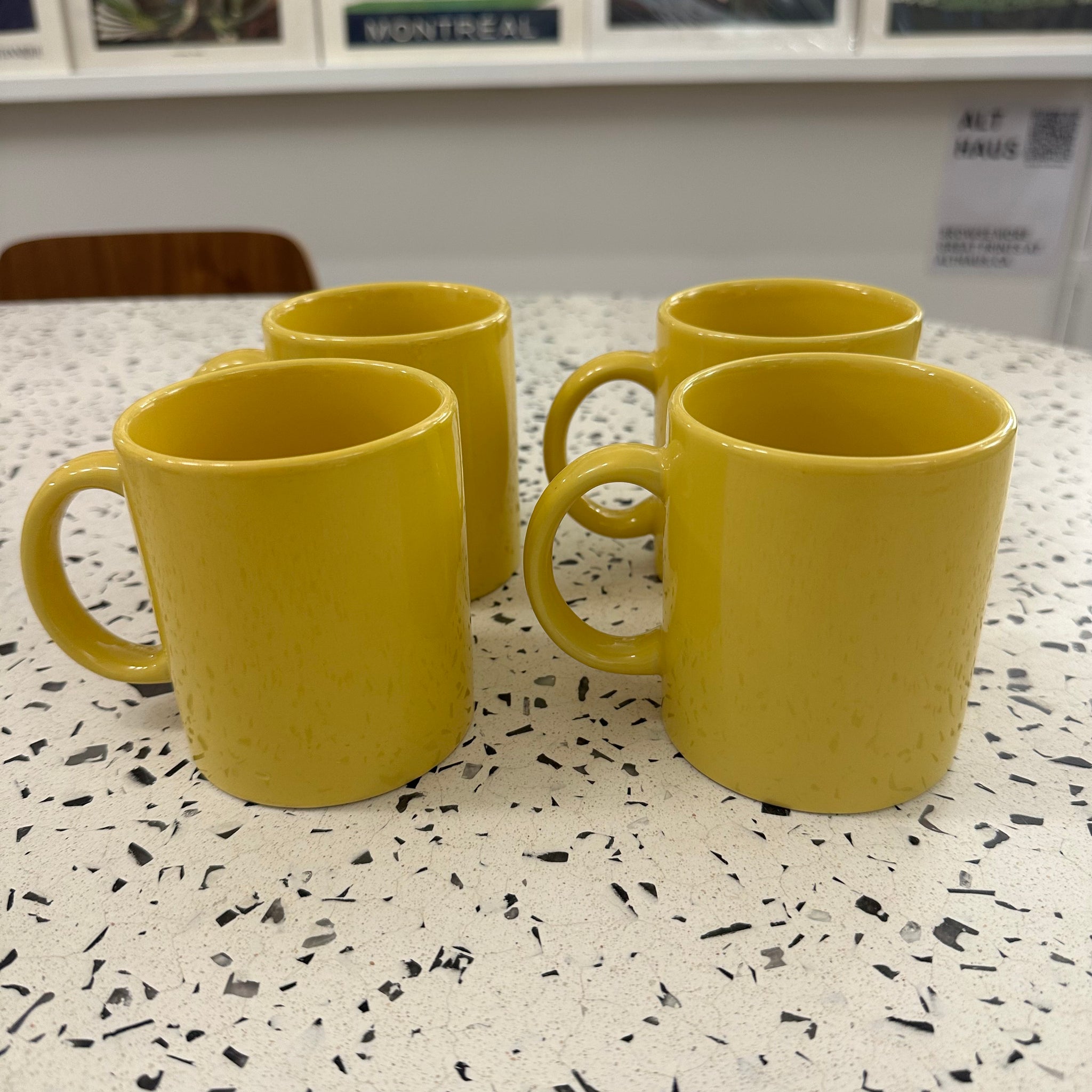 Yellow Ceramic Mugs | Set of 4