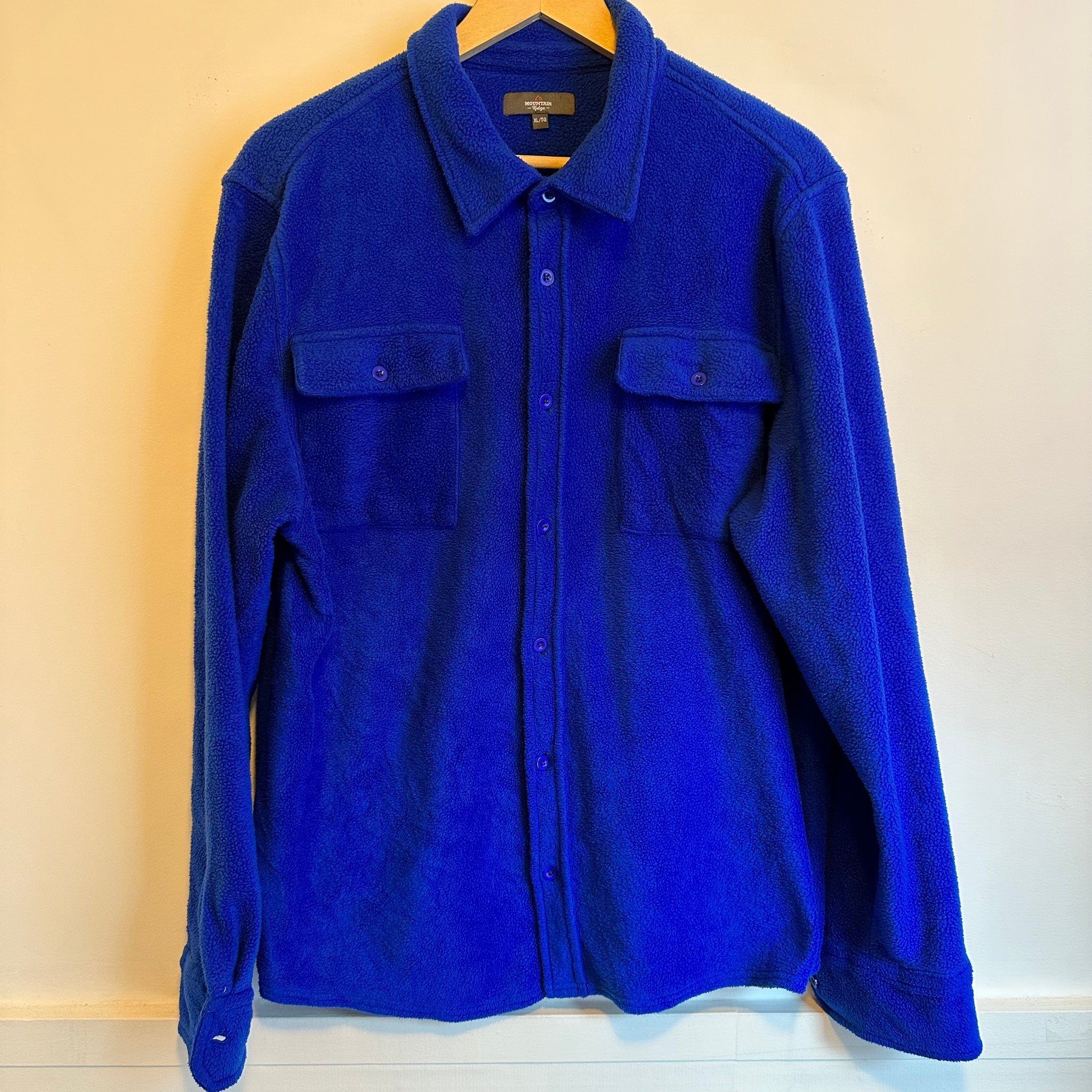 Brilliant Blue Fleece Button Up | XL