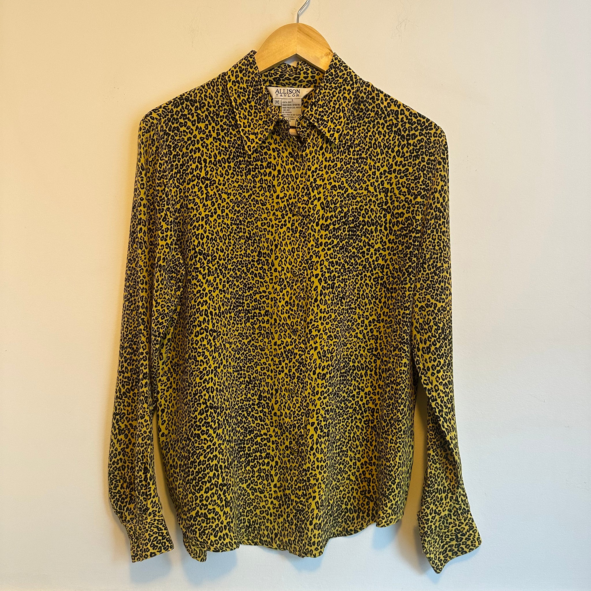 Yellow Cheetah Print Button Up | M