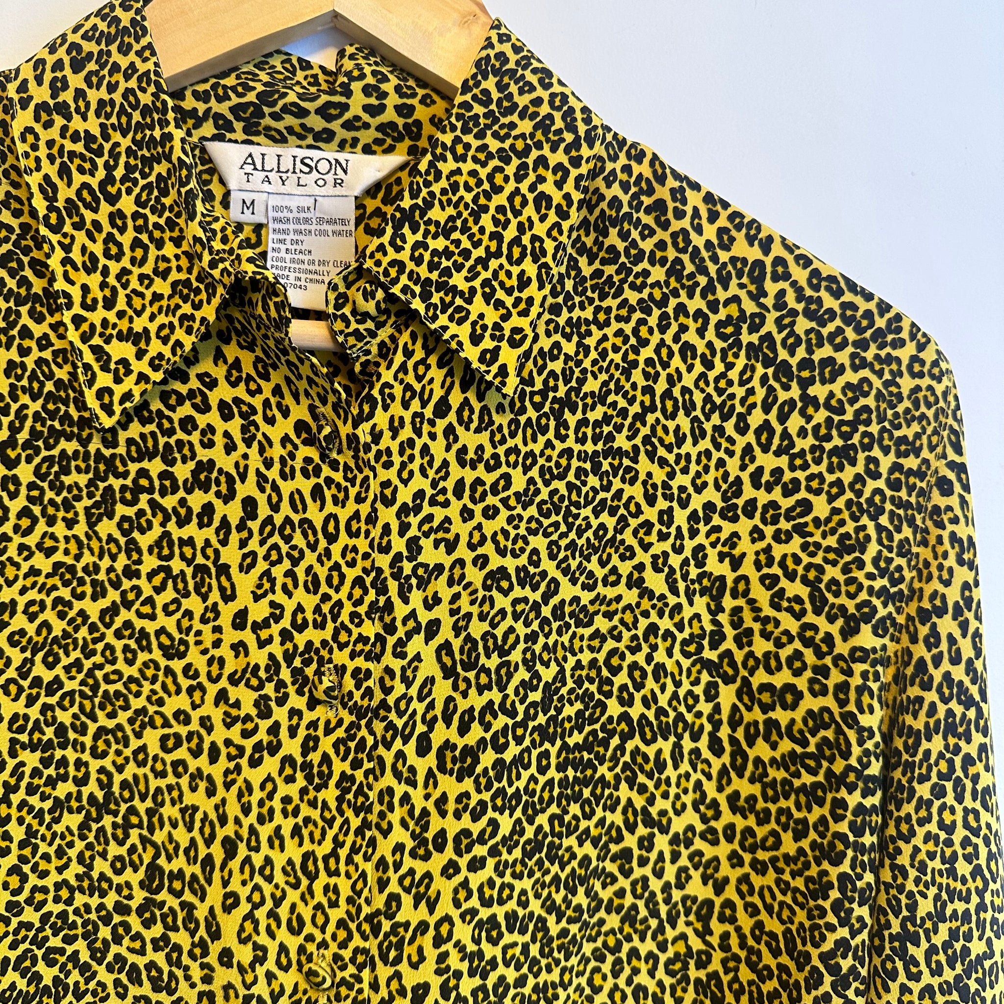 Yellow Cheetah Print Button Up | M