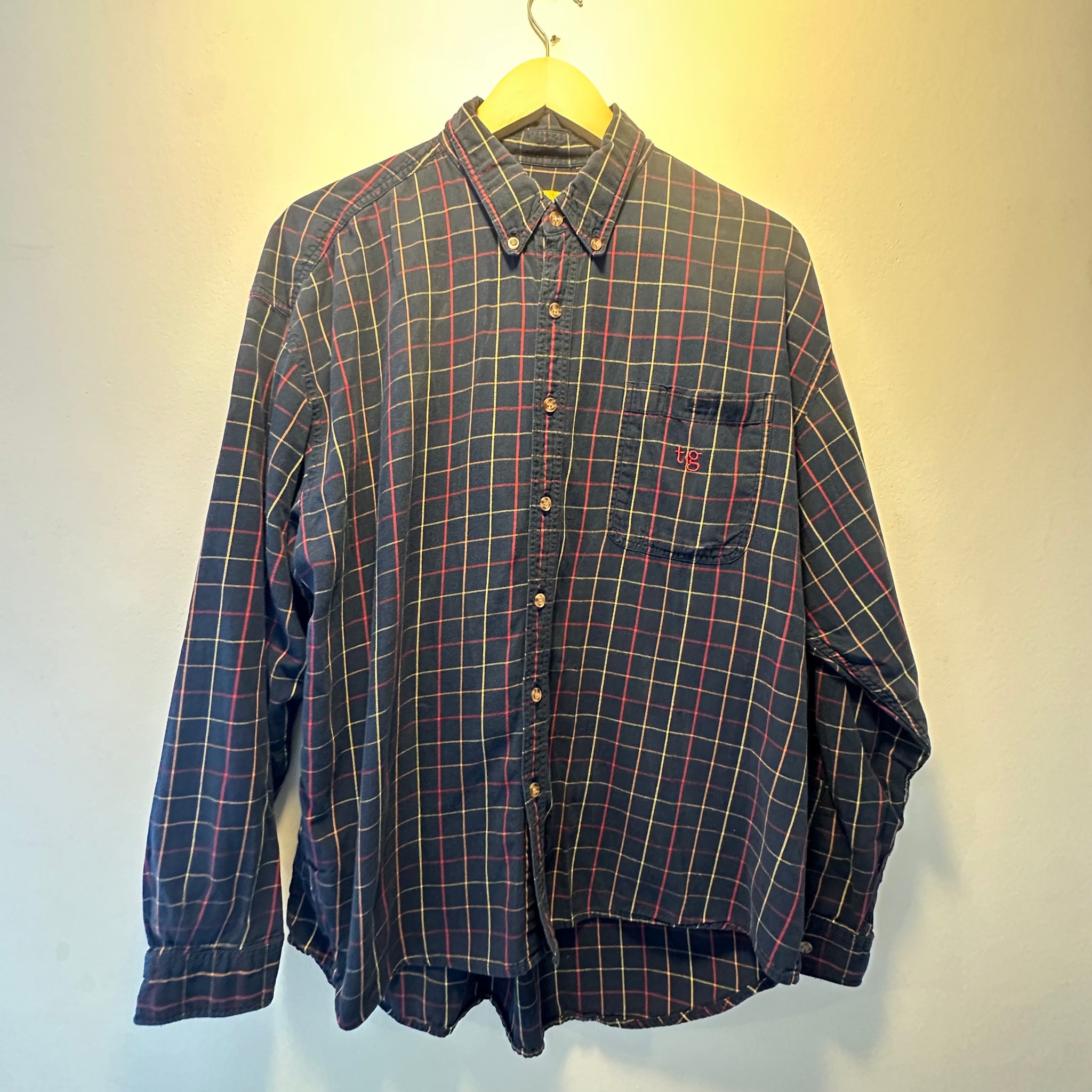 Navy Plaid Button Up | XL