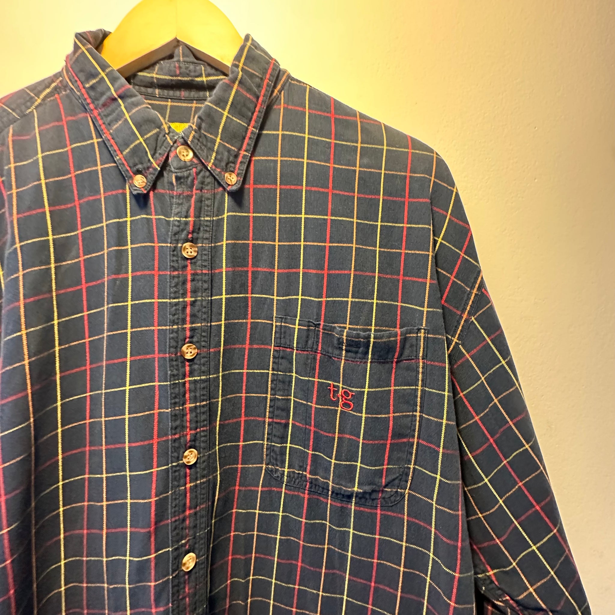 Navy Plaid Button Up | XL