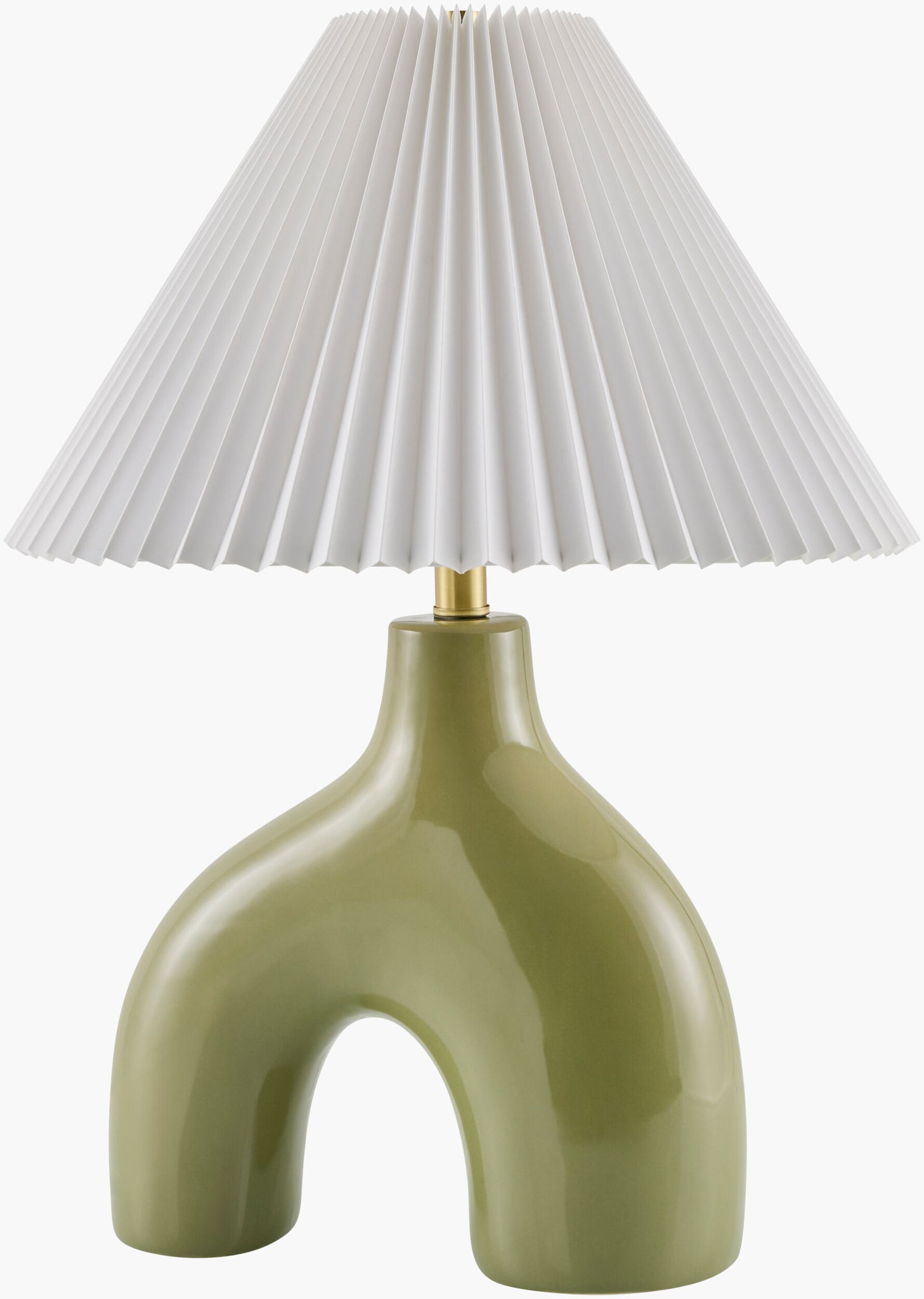 Green Solara Table Lamp | Arch with Accordion Shade
