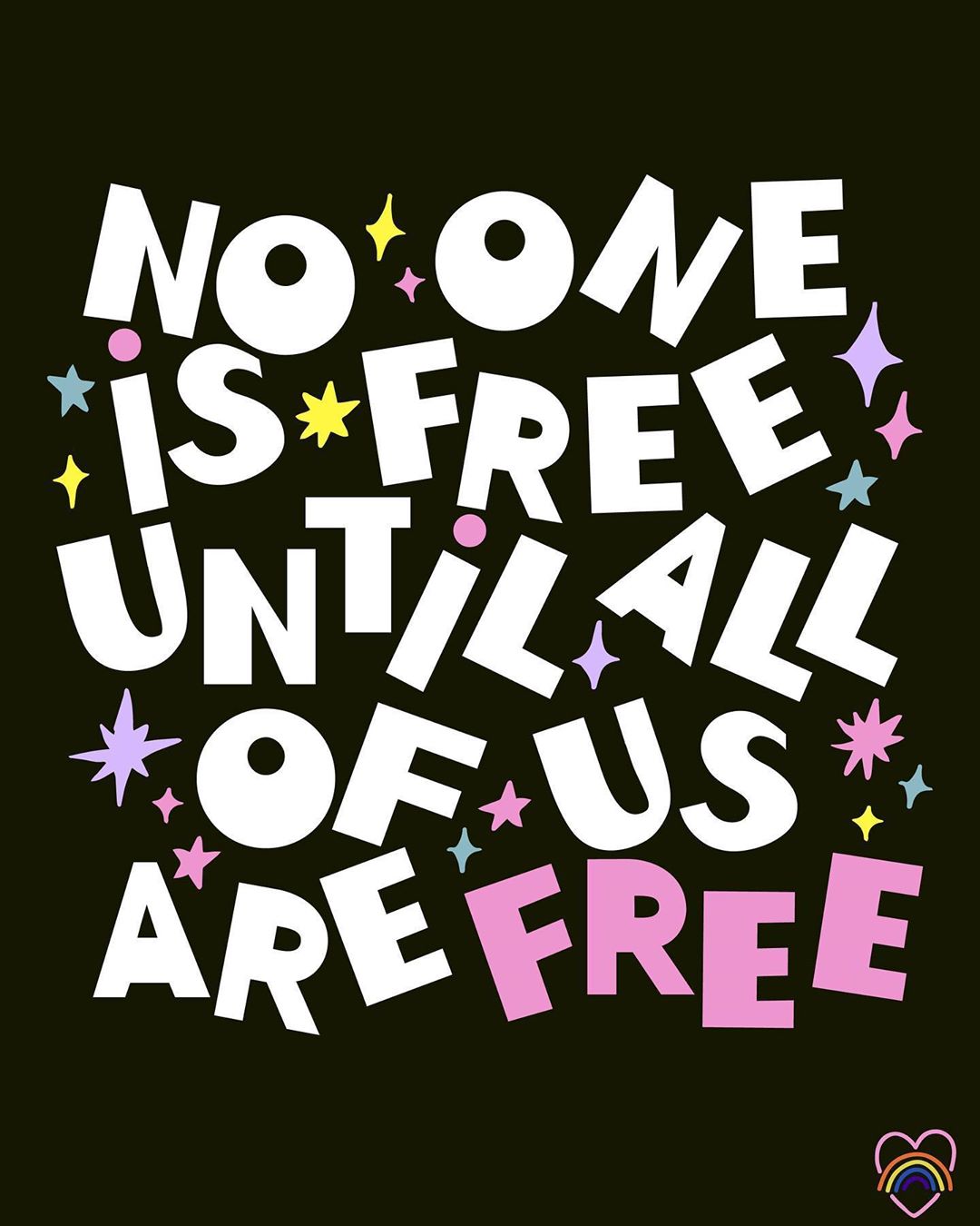 No One is Free Risograph Print